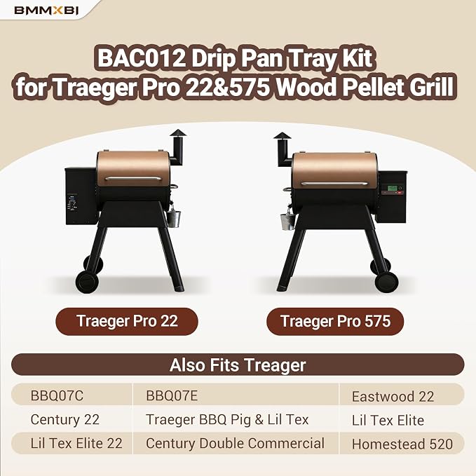 BAC012 Heat Baffle and 6-Pack Grease Drip Tray Liners Kit for Traeger Pro 22 Series, Pro 575 Pellet Grills, Drip Pan Replacement for Traeger Drip Tray Liners BAC012 BCA070 BBQ07C BBQ07E, BAC507
