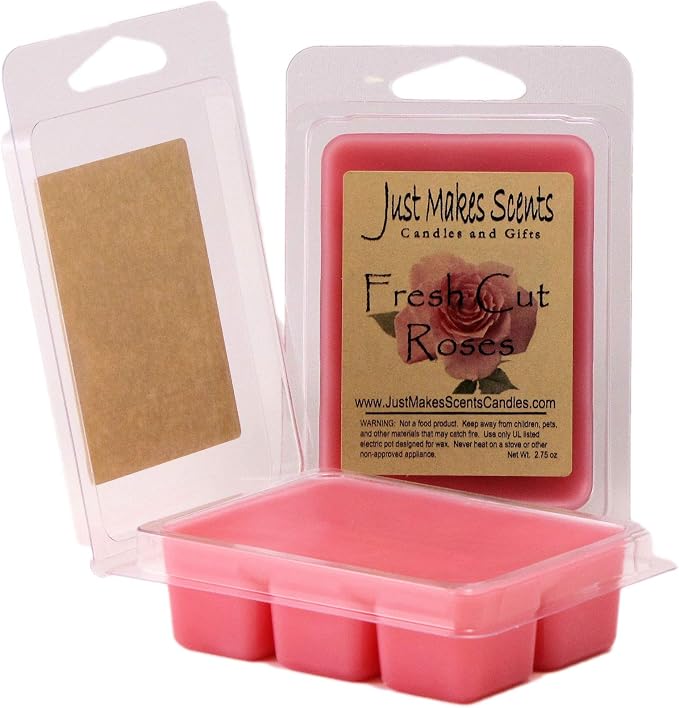 2 Pack - Fresh Cut Roses Scented Soy Wax Melts | Bold Fragrance Wax Cubes | Hand Poured in The USA by Just Makes Scents