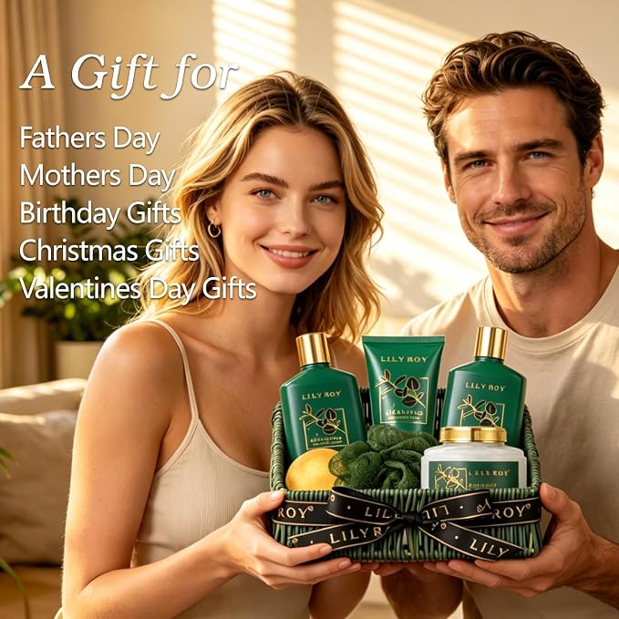 Fathers Day Gifts for Men, Gifts for Women, Gift Basket for Women - 7 Pcs Bath and Body Gift Basket Set, Spa Gift Basket for Women | Perfect Christmas, Birthday, Mothers Day, Valentines Gift for Her