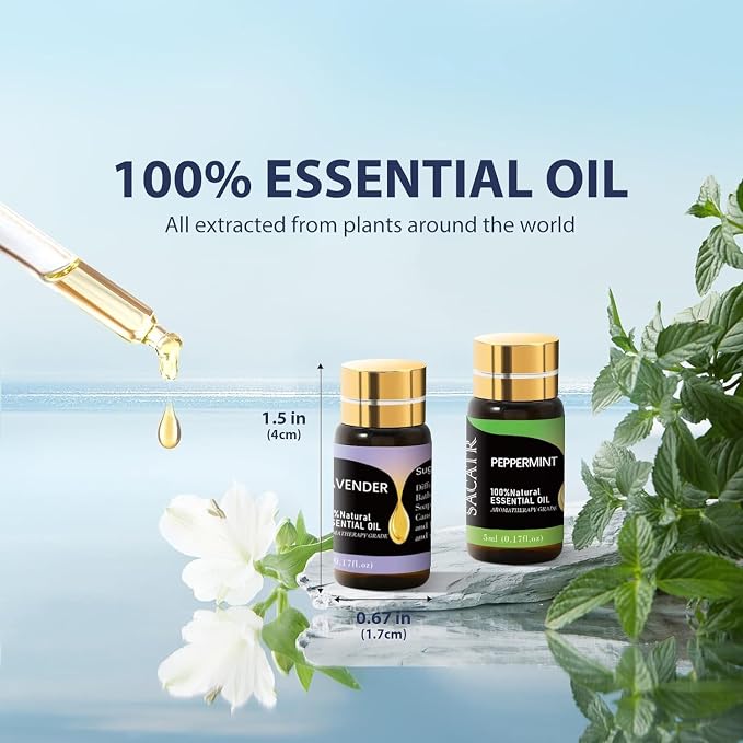 50 Pcs Essential Oils by SACATR Natural Essential Oil Set -Essential Oils Gift Set for Diffuser, Home Care, DIY Candle and Soap Making(50 * 5ML)