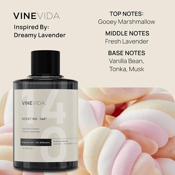 VINEVIDA [16 Oz] Inspired by: Dreamy Lavender; Diffuser Oil Refill | Premium Scent Diffuser Oil for Home | Non-Toxic Fragrance