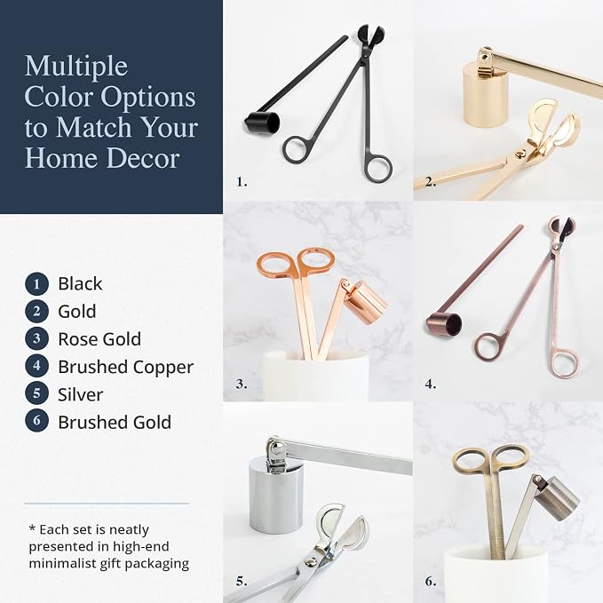 Airy Abode Candle Wick Trimmer and Candle Snuffer Accessory Set – Pick Your Color