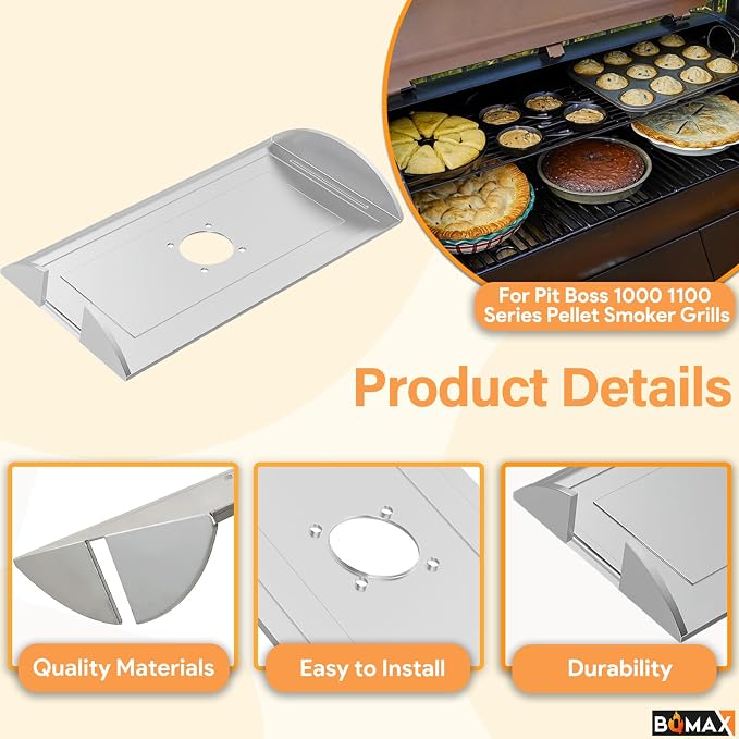 BQMAX Heat Baffle Diffuser Plate for Pit Boss 1000 1100 Series Pellet Smoker Grills, Heat Plate for Pit Boss Austin XL Series, Pit Boss 1000 1100 Series Diffuser Heat Shield Replacement Parts