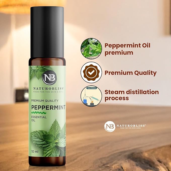NaturoBliss Peppermint Essential Oil Roll-On, 10 ml