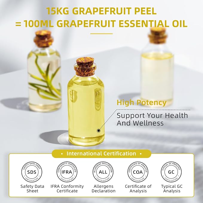 HIQILI 16 Fl Oz Grapefruit Essential Oil, for Diffuser, Skin Care