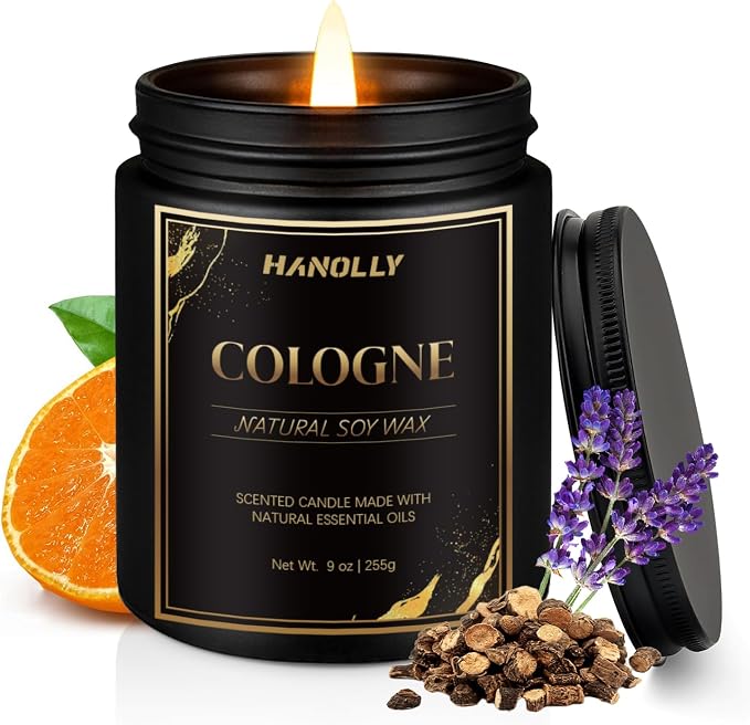 Cologne Candle,9 oz Scented Candles for Home Soy Candle Wax, Birthday Fathers Gifts for Father Dad, Masculine Aromatherapy Candles for Men, Perfect for Creating a Classic Ambiance