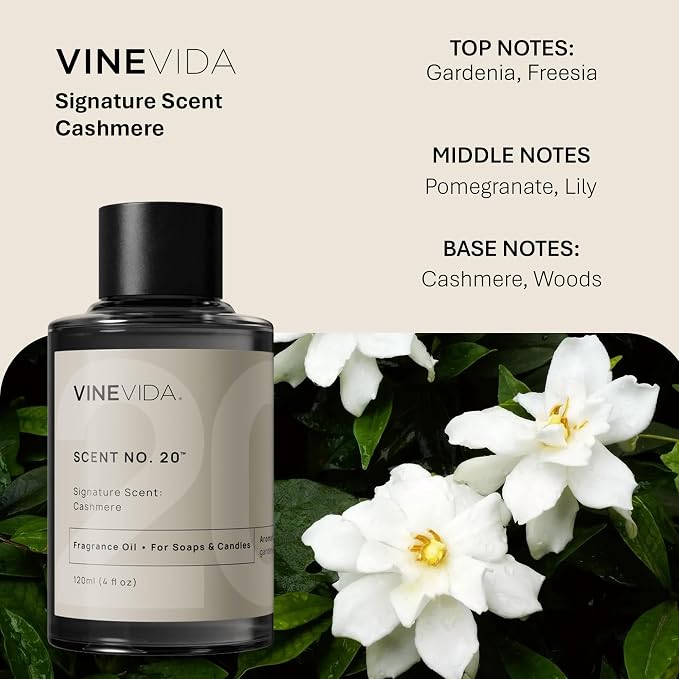 VINEVIDA [4oz] Cashmere Fragrance Oil for Candle Making and Soap Making - Premium Candle Scents for Soy Candles