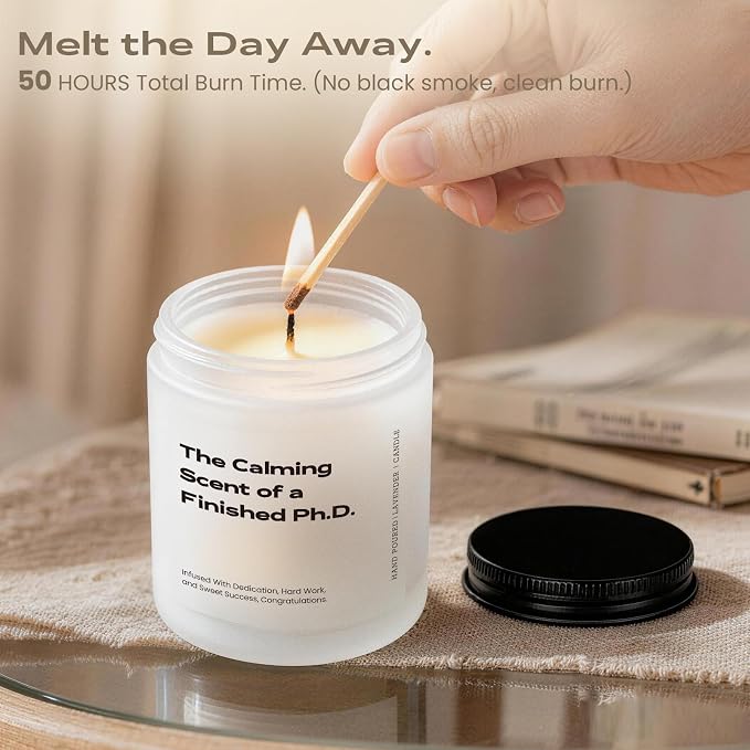 PhD Graduation Gifts, Doctorate Degree Present for Her, Him, 2026 Graduation Gifts for Women - Funny Dissertation, Congrats Grad Present for Doctoral Graduates, PhD Students - Lavender Scented Candle