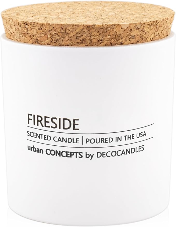 Urban Concepts by DECOCANDLES - Fireside - Smells Like Smoked Cedarwood & Leather - Highly Scented Soy Candle - Long Lasting Aroma - Hand Poured in USA (9 Oz. Cork)