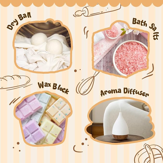 Soulorigin Bakery Essential Oils Set, Fragrance Oil Set for Diffuser, Scent Diffuser Oil for Candle Making- Chocolate Cookies, Creamy Vanilla, Coffee Cake, Pumpkin Pie, Candy Cookies, Cinnamon Rolls