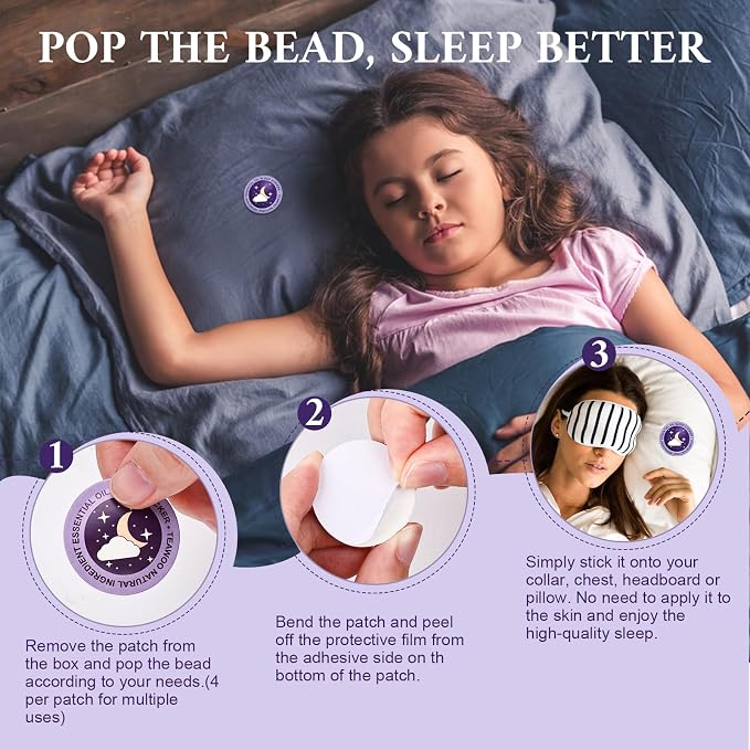 TEAWOO Kids Sleep Patches, Goodnight Sleep Oil Bead Sleeping Aid Patches (30 PCS, Serving Up to 120 Nights), Upgraded Sweet Dream Formula with 100% Natural Plant Ingredients
