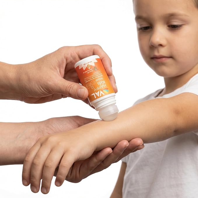 VAL Happy Kids Travel Magnesium Roll-On, Relaxation & Calmness Formula for Kids, Zechstein® Magnesium with Chamomile & Shea Butter, Topical Roll-On, 1.7 oz