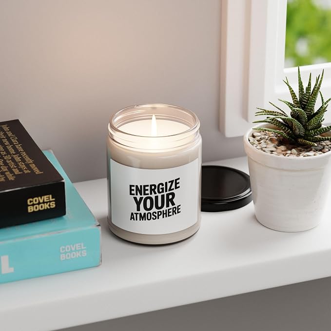 Energize Your Atmosphere Candle, Fresh Scented Soy Wax Candle, 9oz Glass Jar, Home Fragrance, Gift for Women