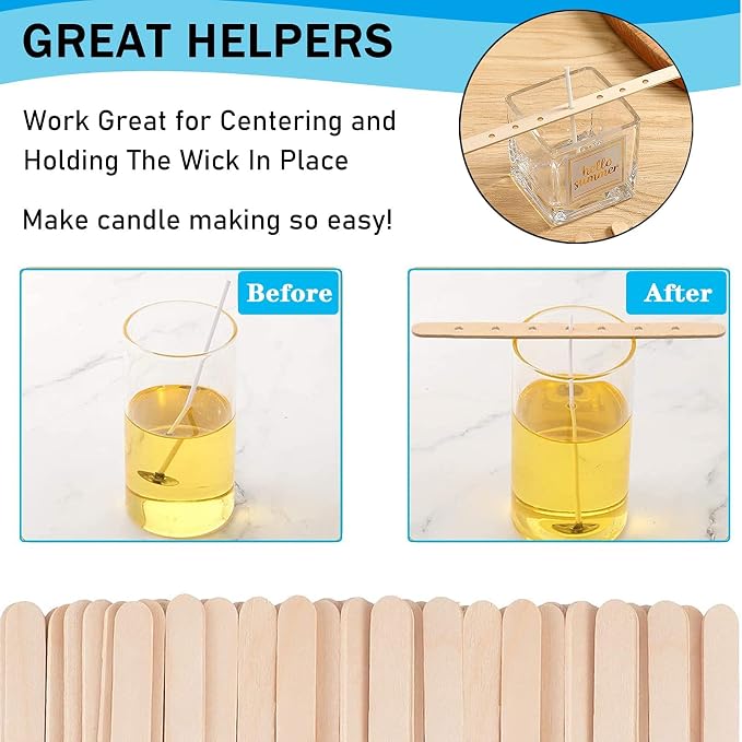 Wooden Candle Wick Holders Pack of 100pcs Wick Centering Devices Candle Wick Bars for Candle Making … (7.1inch - 100pcs)