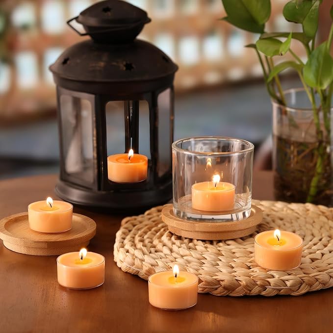 Scented Tea Lights Candles, Citrus Sunburst, 8 Pack – Vibrant Orange Scented Tealight Candles – 100% Palm Wax, 6 Hour Burn Aromatherapy Tea Light Votive Candle for Holiday Gatherings, Festive Decor