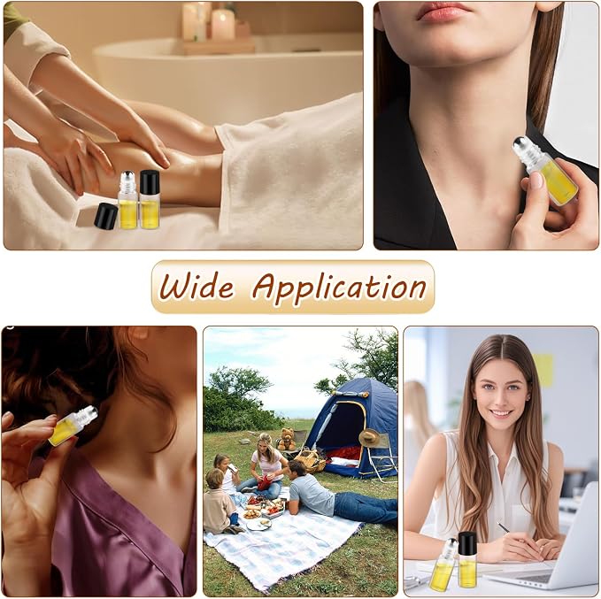 Cositina 100 Pcs Essential Oils Roller Bottles Mini Refillable Glass Perfume Bottles with Roller Balls for Home Travel - 3ml