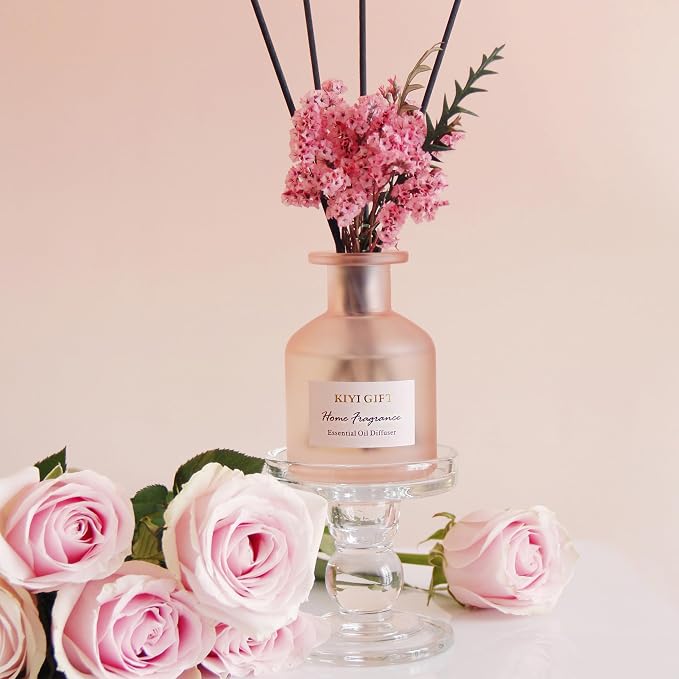 Reed Diffuser Set, Scent Diffuser with Sticks, Home Fragrance, Reed Diffuser for Bathroom, Shelf Decor, 4.06oz Jasmine Rose