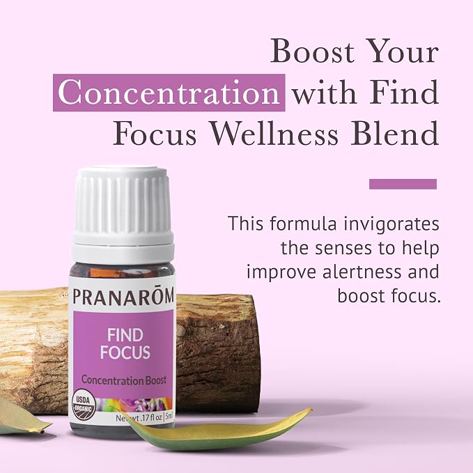 Pranarom - Find Focus Wellness Blend 5ml - Aromatherapy - Natural Focus - Certified Organic, Invigorating Citrus Aroma, Cruelty-Free, Easy Diffusion