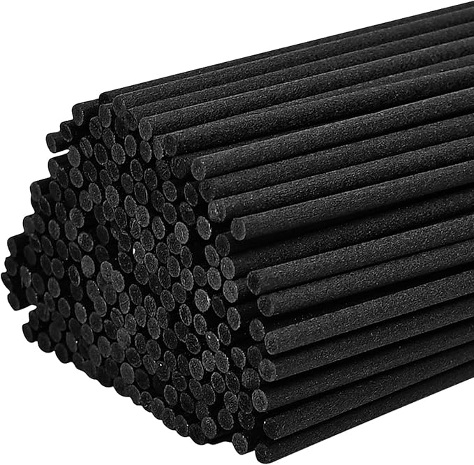 10-Inch Black Reed Diffuser Sticks - 200Pack Fiber Aromatherapy Reeds for Essential Oil, Home, Office and Spa - Diffuser Refills
