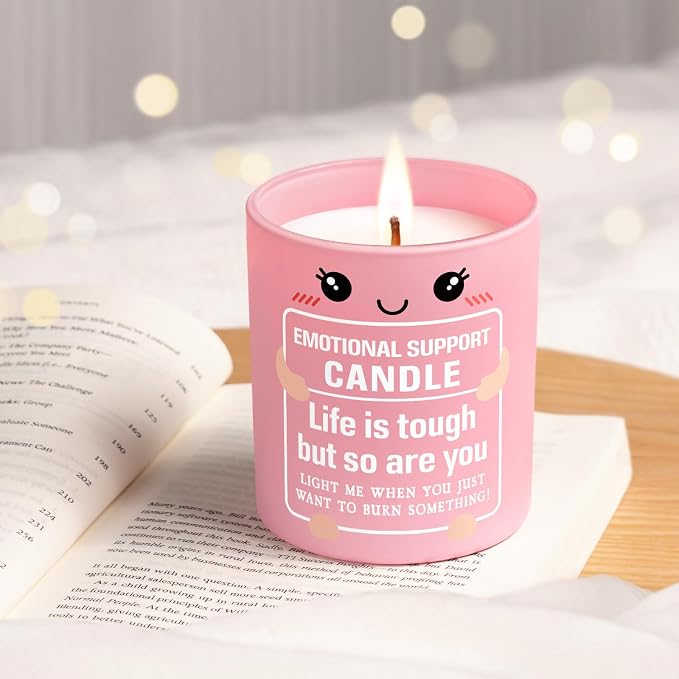 Funny Emotional Support Candle 10Oz, Inspirational, Cheer Up, Encouragement, Cancer Care, Get Well Gifts for Women Friends Coworkers, Life Is Tough But So Are You Stress Relief Scented Candle