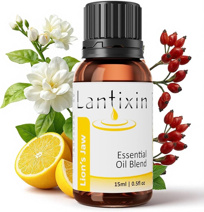 Lantixin Relaxing Essential Oil Blend – Clove, Fennel & Jasmine in Natural Base – Aromatherapy Scent for Diffuser, Sleep, Spa – for Humidifiers, Home, Hotel – 0.5 Fl Oz (Lion's Jaw Fresh)