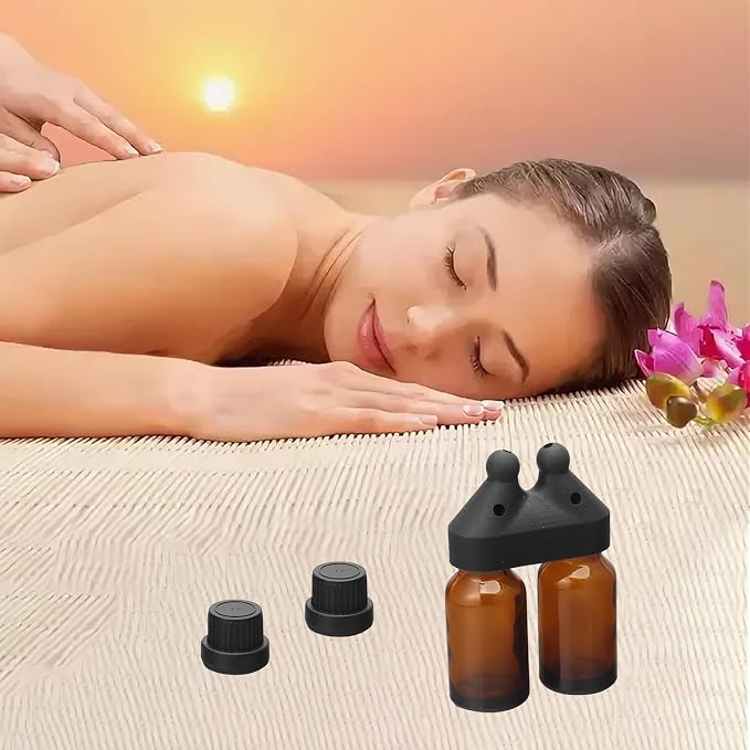 Mini Essential Oil Inhaler,Leakproof Double Hole Aroma Bottle Sniffer Cap | Essential Oil Inhaler Caps Nasal Lids,Perfume Inhaler Dispenser Bottle for Enhances Aromatherapy