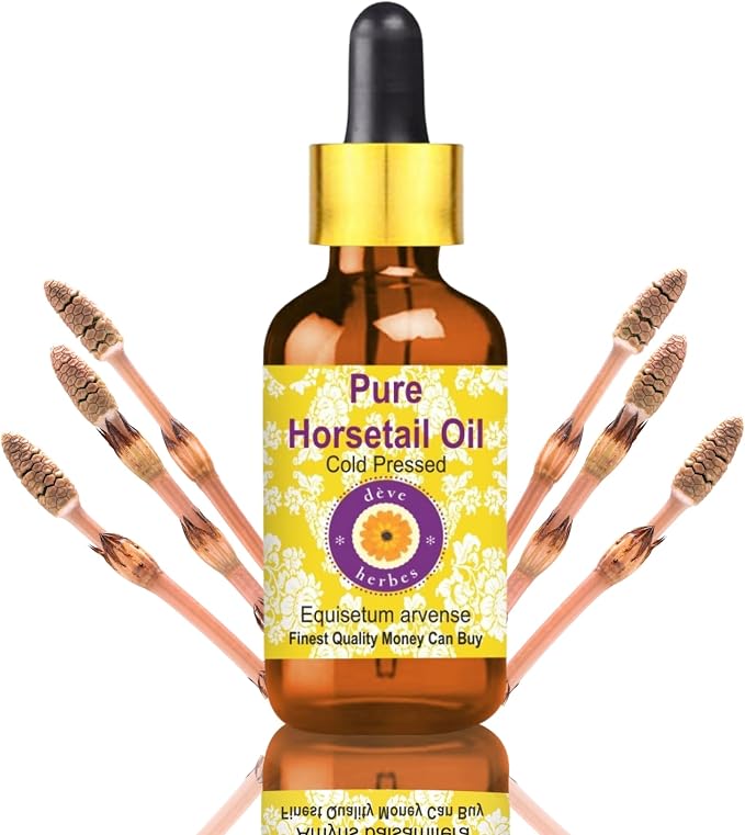 Deve Herbes Horsetail Oil (Equisetum arvense) with Glass Dropper | Cold Pressed | Pure | for Diluting Essential Oils | Hair, Skin & Massage | Non-Sticky | Lightweight | Unisex | 10ml (0.33 oz)