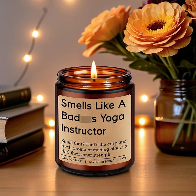 GSPY Scented Candle - Yoga Instructor Teacher Gifts, Yoga Gifts for Women, Men - Funny Meditation, Zen, Birthday, Christmas, Appreciation Ideas for Yogis, Yogic Lovers, Wellness Coach, Friend, Mom