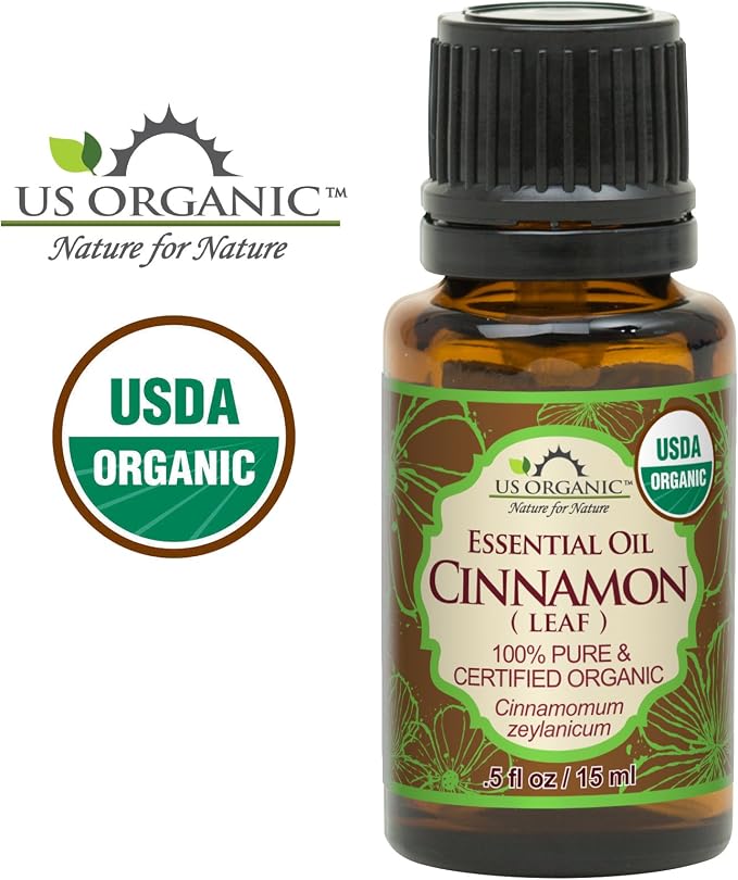 US Organic 100% Pure Cinnamon Leaf Essential Oil - USDA Certified Organic, Steam Distilled - W/Euro Dropper (More Size Variations Available) (15 ml / .5 fl oz)