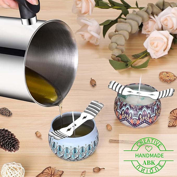 20 pcs Metal Candle Wick Holders, Upgraded Candle Wick Centering Devices, Silver Stainless Steel Candle Wick Holder for Candle Making