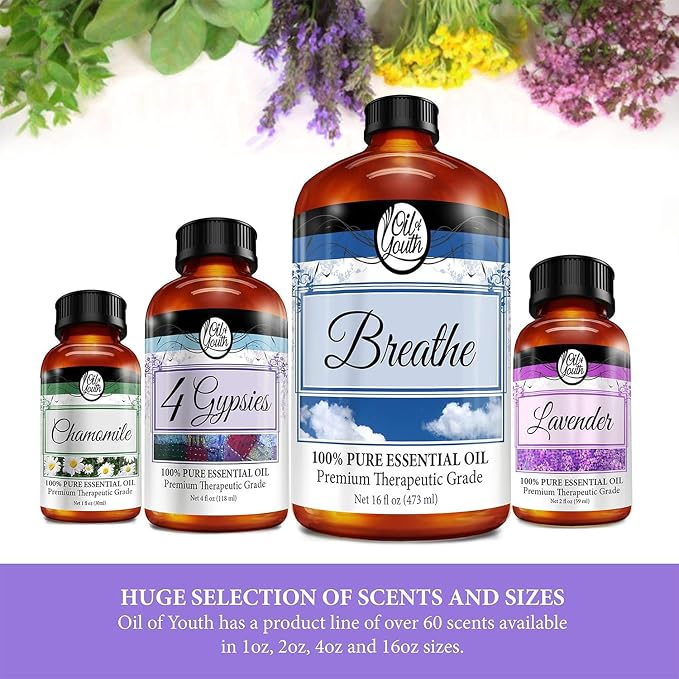 Oil of Youth Spearmint Essential Oil 16oz – Pure Spearmint Essential Oil for Skin Therapy, Enhance Mood, Aromatherapy Diffuser