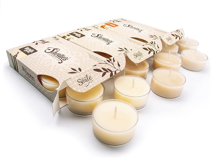 Vanilla Premium Tealight Candles Variety 3 Pack (18 Highly Scented Tea Lights) - Vanilla Bean, Cinnamon Vanilla, Vanilla Maple - Made with Natural Fragrance Oils - Collection