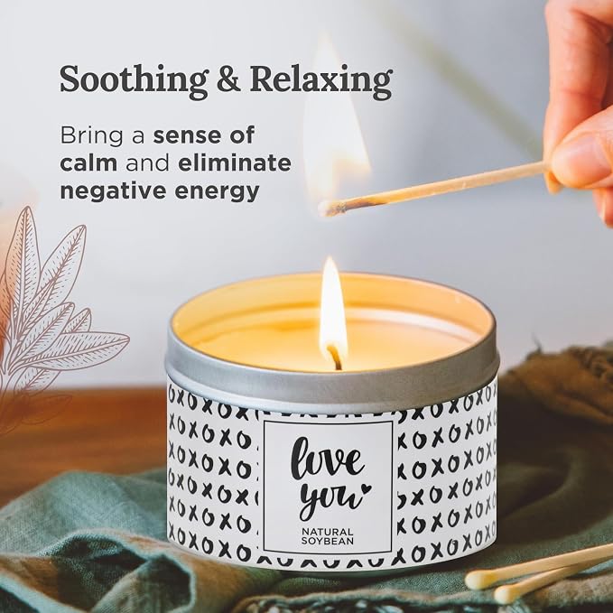 Magnificent 101 Long Lasting Love You Aromatherapy Tin Candle | 6 Oz - 35 Hour Burn | All Natural Soy Wax with Vanilla, Lavender, Rose, Jasmine, Lilac for Romance, Purification, Manifestation