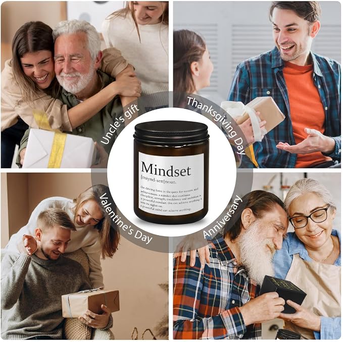 Mindset Definition Inspirational Gifts,Gifts for Employees,Boss Gifts,Christmas Birthday Gifts for Coworker,Motivational Gifts for Friend,Cedar Fragrance Scented Candles,8 oz