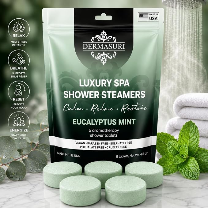 Shower Steamers Aromatherapy, Essential Oil Pods Infused for Relaxation, Shower Pods Aromatherapy - Calming, Stress Relief & Self Care Gifts for Women - Eucalyptus Mint