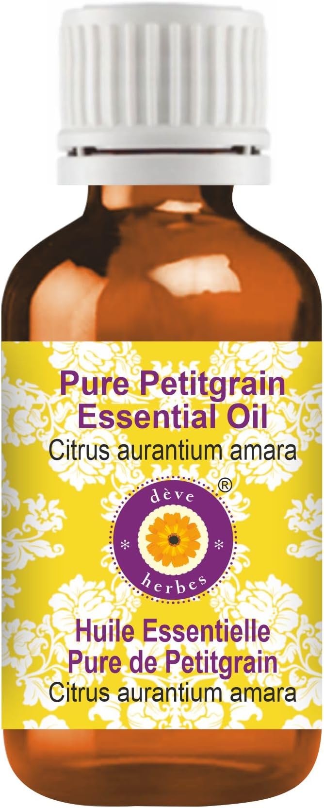 Deve Herbes Pure Petitgrain Essential Oil (Citrus aurantium Amara) Steam Distilled 100ml (3.38 oz)