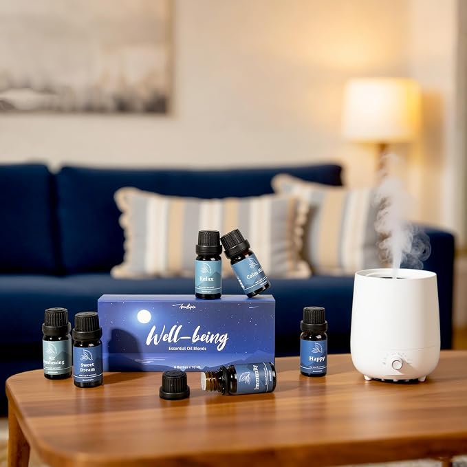 Essential Oil Blends for Diffusers, 6x10ml Well-Being Gift Kit | IFRA Certified, for Diffuser, Candle, Soap Making