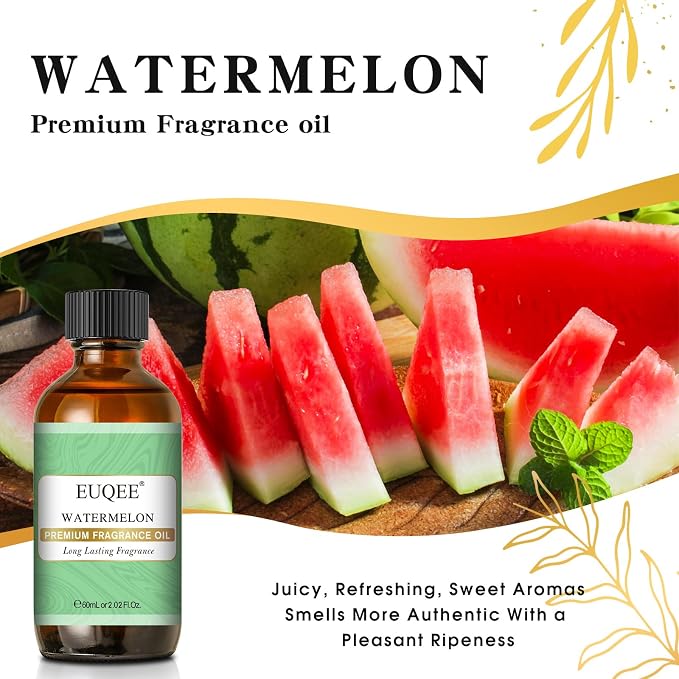 EUQEE 2.02 FL.OZ Watermelon Fragrance Oils, Essential Oils for Diffuser, Candle Making, DIY Soap with Glass Dropper - 60ML