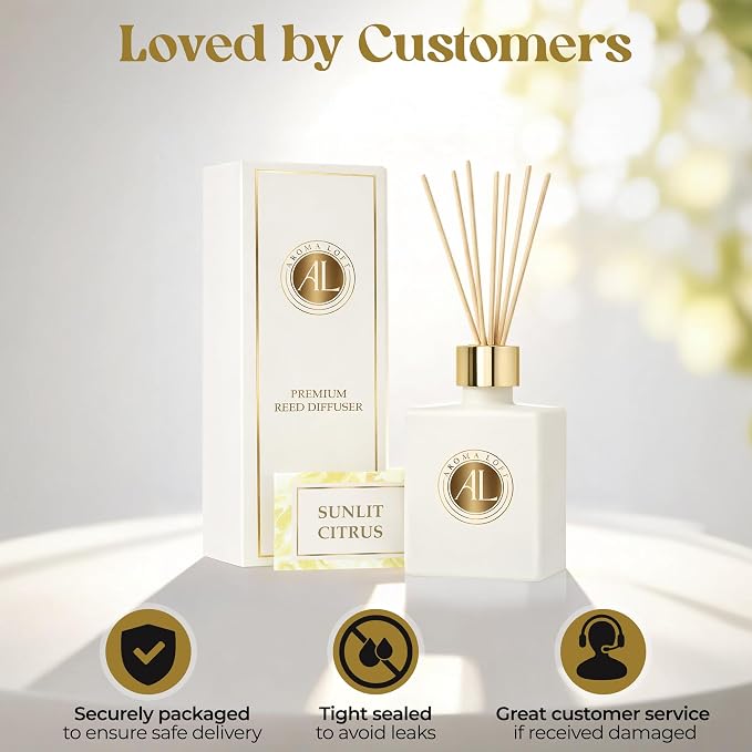 White Reed Diffusers for Home | Premium Fragrance Diffuser | White Diffuser Sticks in Oil Set with Sunlit Citrus Scent | Smell Good Stuff | Long-Lasting Oil for Bathroom & Office (5 oz)
