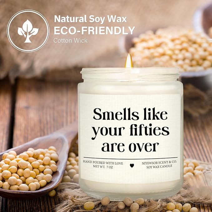 Niyewsor 60th Birthday Gifts for Women Men, Sixty Birthday Candle, 1966 60th Birthday Decorations for Women Men, 60 Year Old Bday Gifts for Friends, Sister, Mom, Dad, Handmade, 7oz