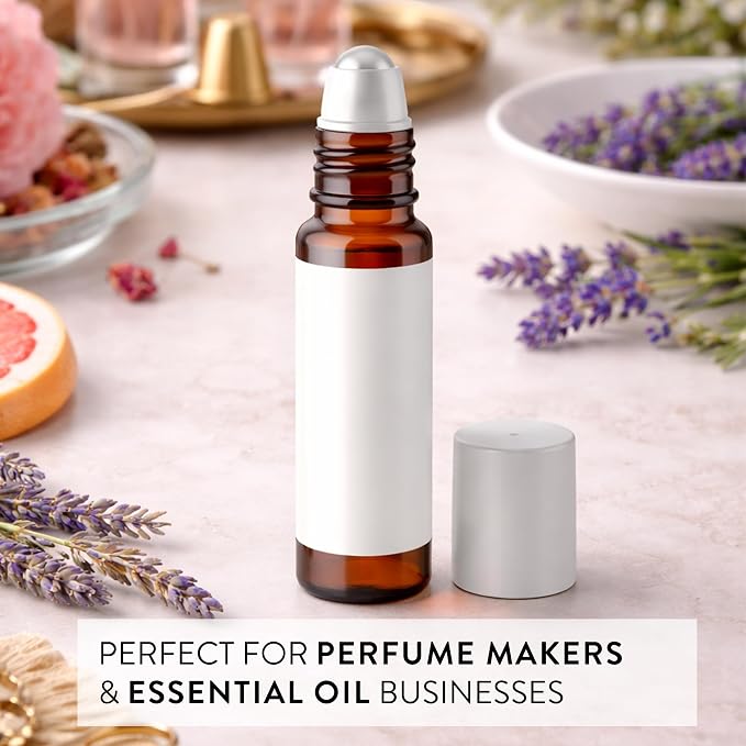 Dashleigh Perfume Bottle Labels Waterproof, 75 Blank Printable Vinyl Stickers 2.2x1.7 Inch for 10ml Roller Bottles - Oil Proof Label Sheets for Inkjet, Essential Oil, Roll-On Perfume, Aromatherapy