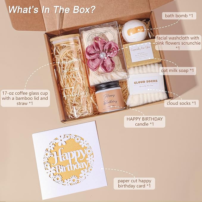 Birthday Gifts for Women, Happy Birthday Gift Set for Sister, Unique Birthday Gift for Mom, Funny Gift Ideas, gift Box for Wife Best Friends Daughter Coworkers Aunt Teacher
