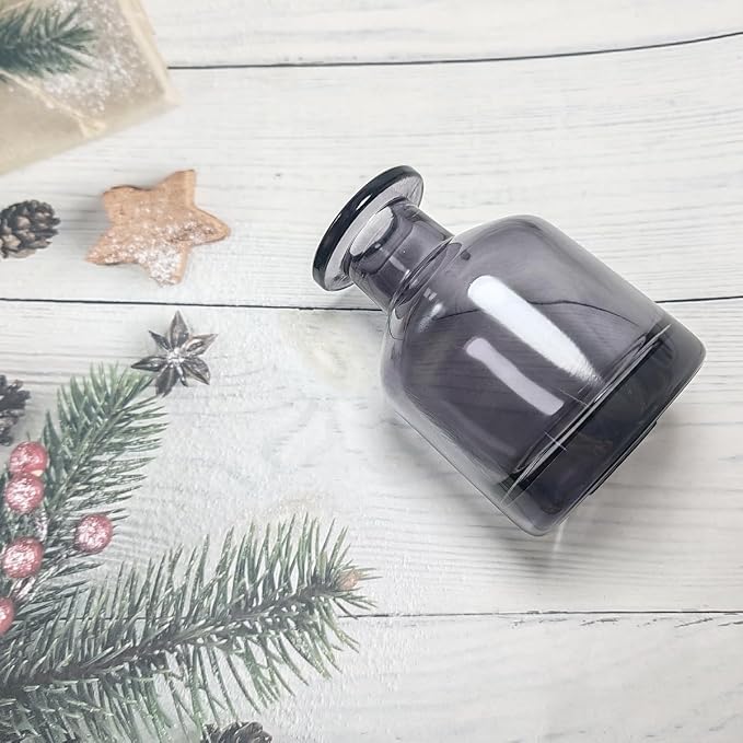 150ml/5oz Glass Diffuser Bottle, Empty Essential Oil Container, DIY Reed Diffuser Jar for Aromatherapy, Home Fragrance, Bathroom Decor (Grey)