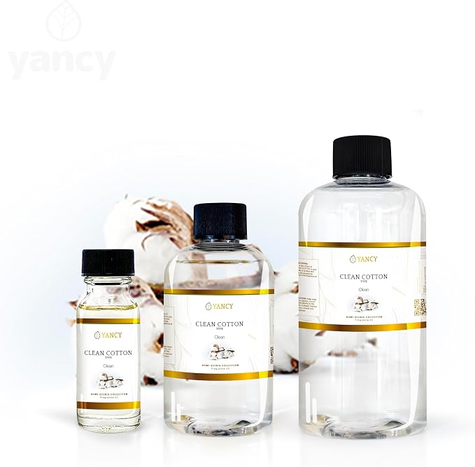 YANCY Clean Cotton Luxury Collection Fragrance Oil (4 oz), Crisp Linen Scent, Ideal for Diffusers, Oil Burners & Aroma Lamps, Fresh Fragrance for a Just-Laundered Feel