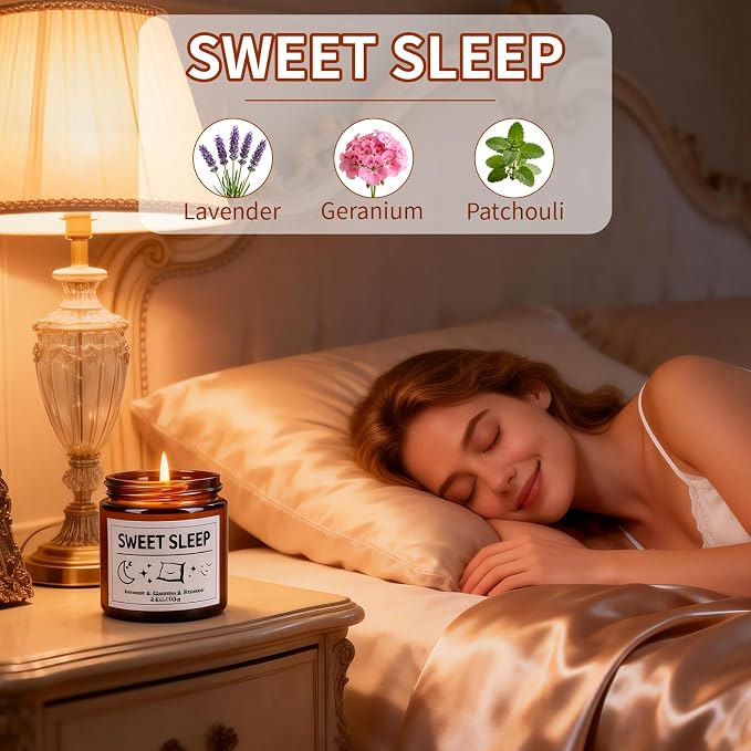 6 Pack Sleep Scented Candles Gift Set, Sleep Candle for Women Men, 3.5oz Natural Soy Candles for Home Scented, Stress Relief Candles Set, Relaxing Candles for Relaxation & Home Decor