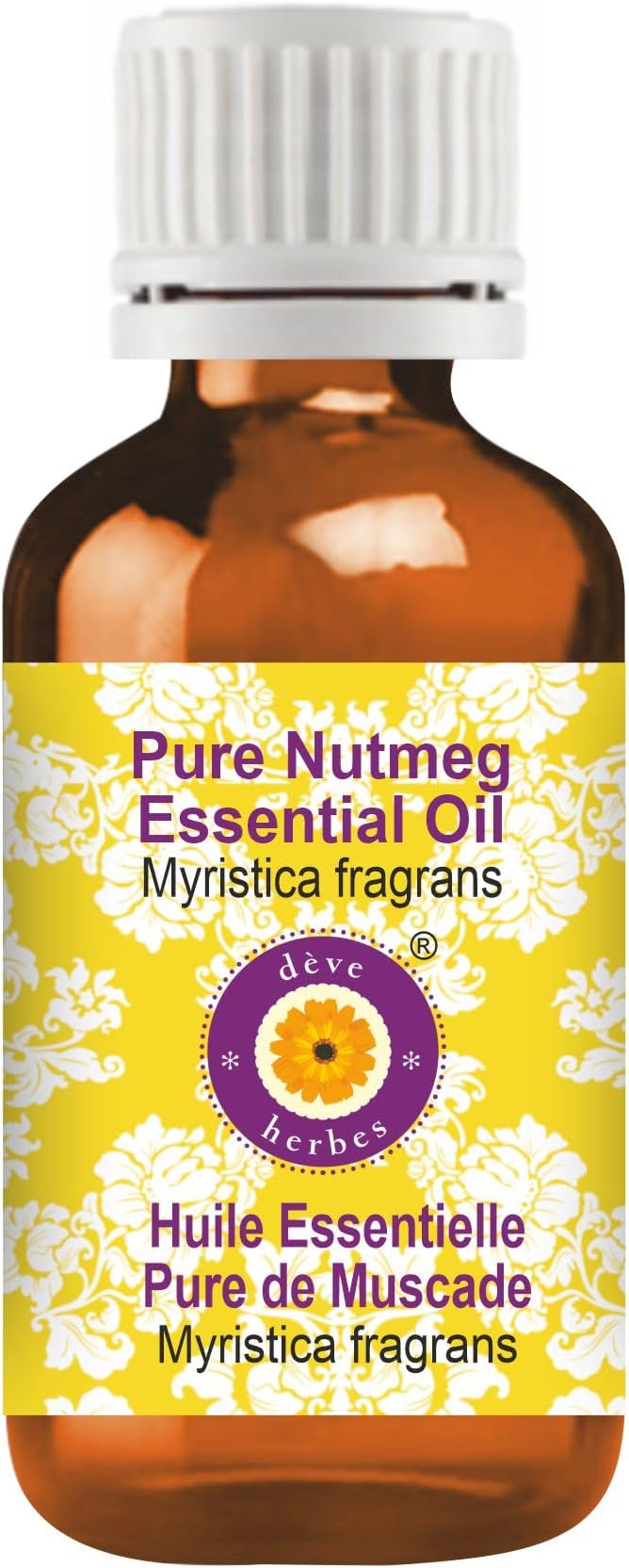 Deve Herbes Pure Nutmeg Essential Oil (Myristica fragrans) Steam Distilled 30ml (1 oz)