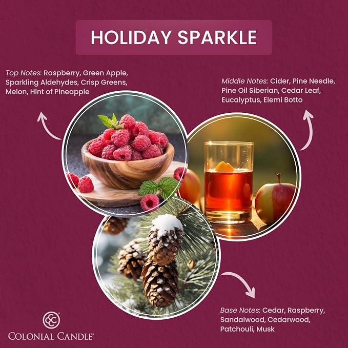 Colonial Candle Holiday Sparkle Scented Wax Melts, Wax Melt Warmer Cubes, Long Lasting Scented Wax Warmer Cubes, 4 Pack, 6 Cubes Each - Made in The USA