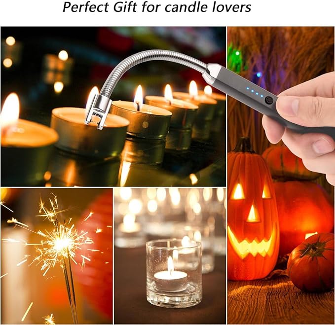 MEIRUBY Electric Candle Lighter, Valentine's Day Gifts for Women Mom Men Wife, USB Arc Rechargeable Windproof Long Lighter for Candle BBQ Birthday Housewarming Gift Idals