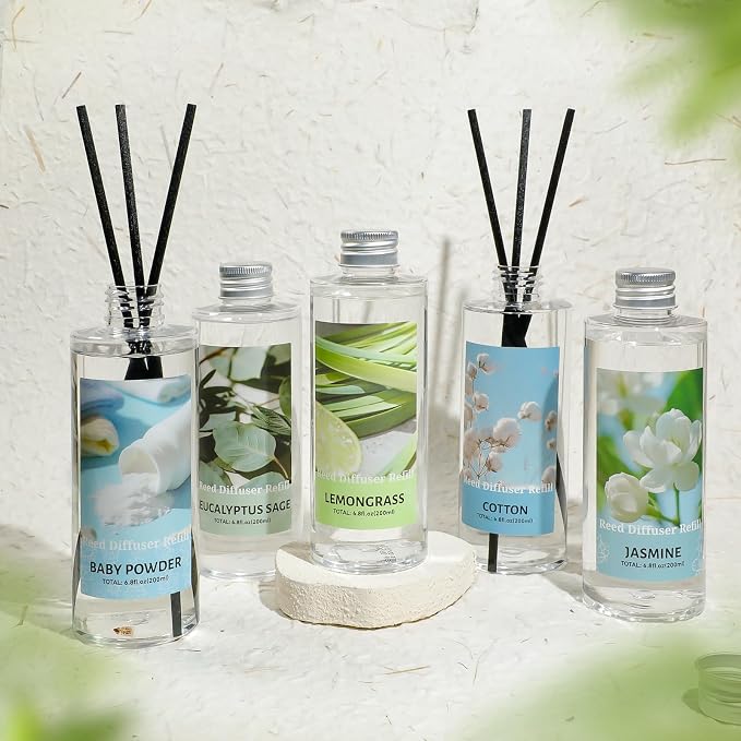 SCENTORINI Reed Diffuser Oil Refill, Baby Powder Diffuser Oil 6.76 Fl Oz, Scented Essential Oil Refill Long Lasting Summer Home Fragrance for Room Spa Aromatherapy Bathroom Hotel Decor