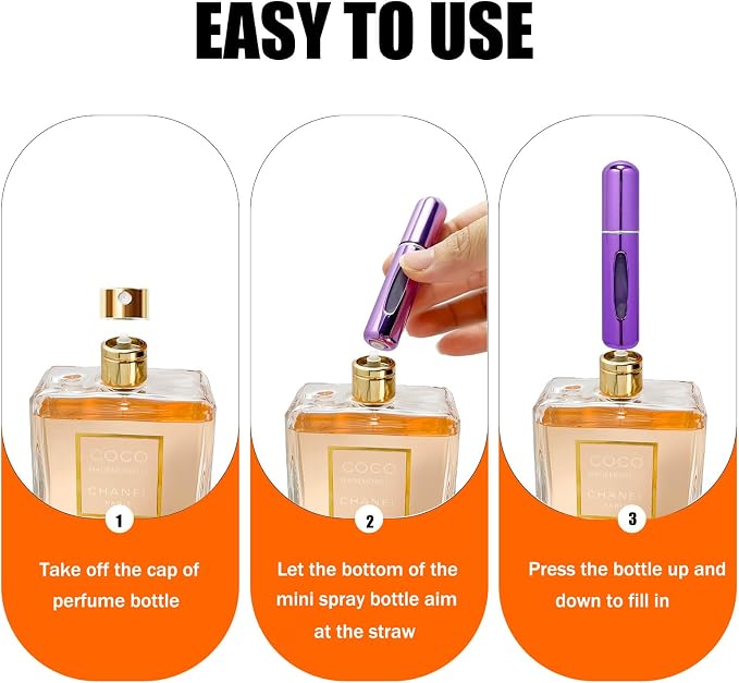 Perfume Travel Refillable Atomizer, Mini Perfume Atomizer Refillables, Scent Pump Case, Small Perfume Spray (10Pcs,5ml)